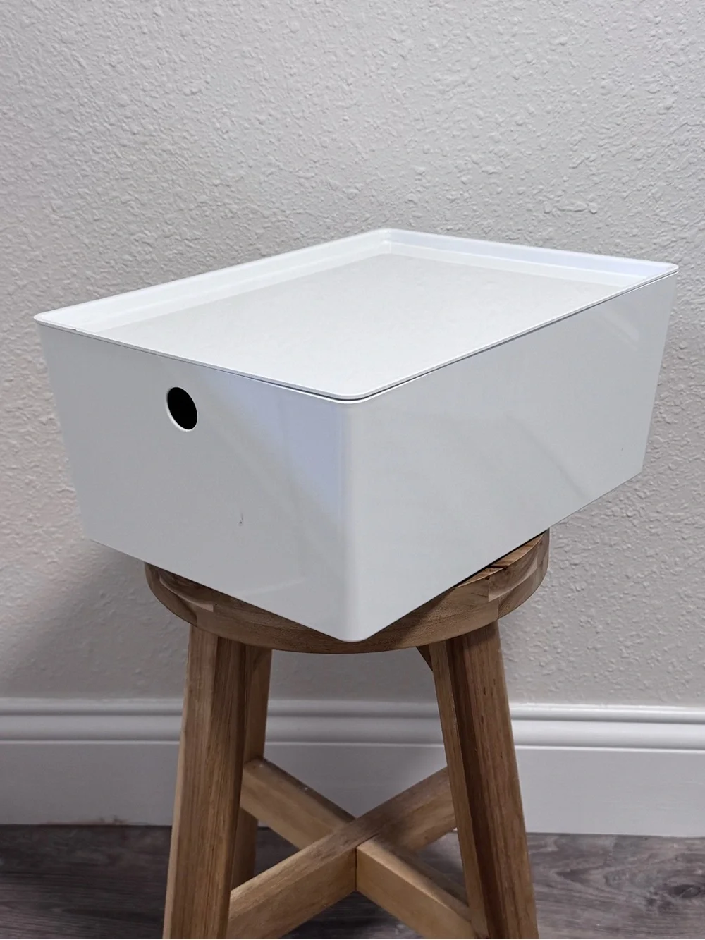 IKEA KUGGIS Storage Box with Lid White Minimalist Home Office Organizer